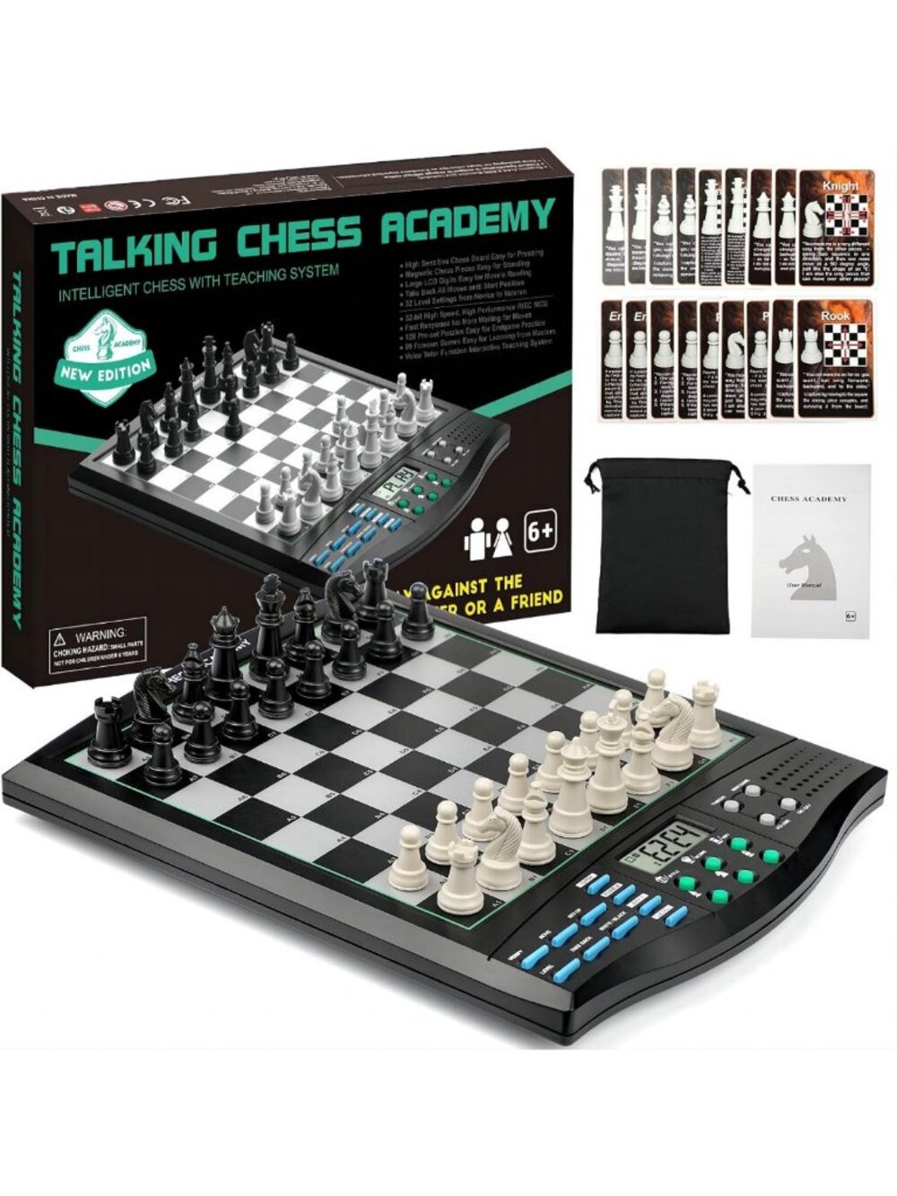 Talking Chess ACADEMY Electronic Chess Set, Magnetic Computer Chess Game with